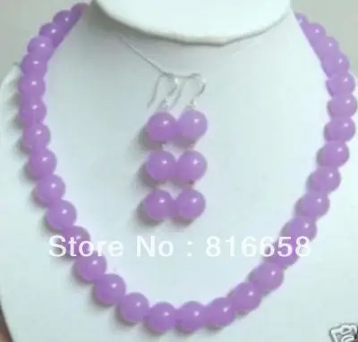 

Free shipping@@Charming 10mm purple Natural stone Gems necklace&earring 18''