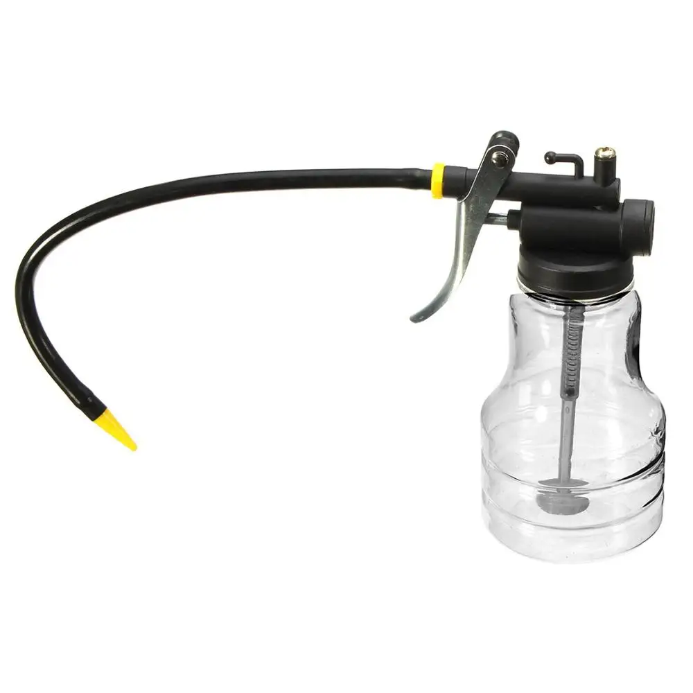 250cc 250ml Transparent High Pressure Pump Oiler Lubrication Oil Gun Plastic Machine Oiler 245mm Length Flex Gun Injection Oil