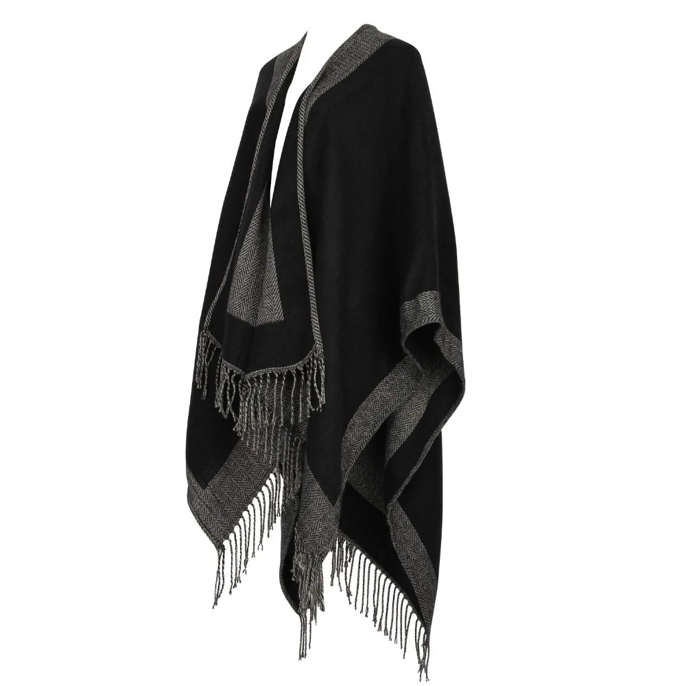 Vrouwen Poncho Cape Open Vest Wrap Shawl Gebreide Kasjmier Voelen Trui Jas voor de Winter in Kerstvakantie