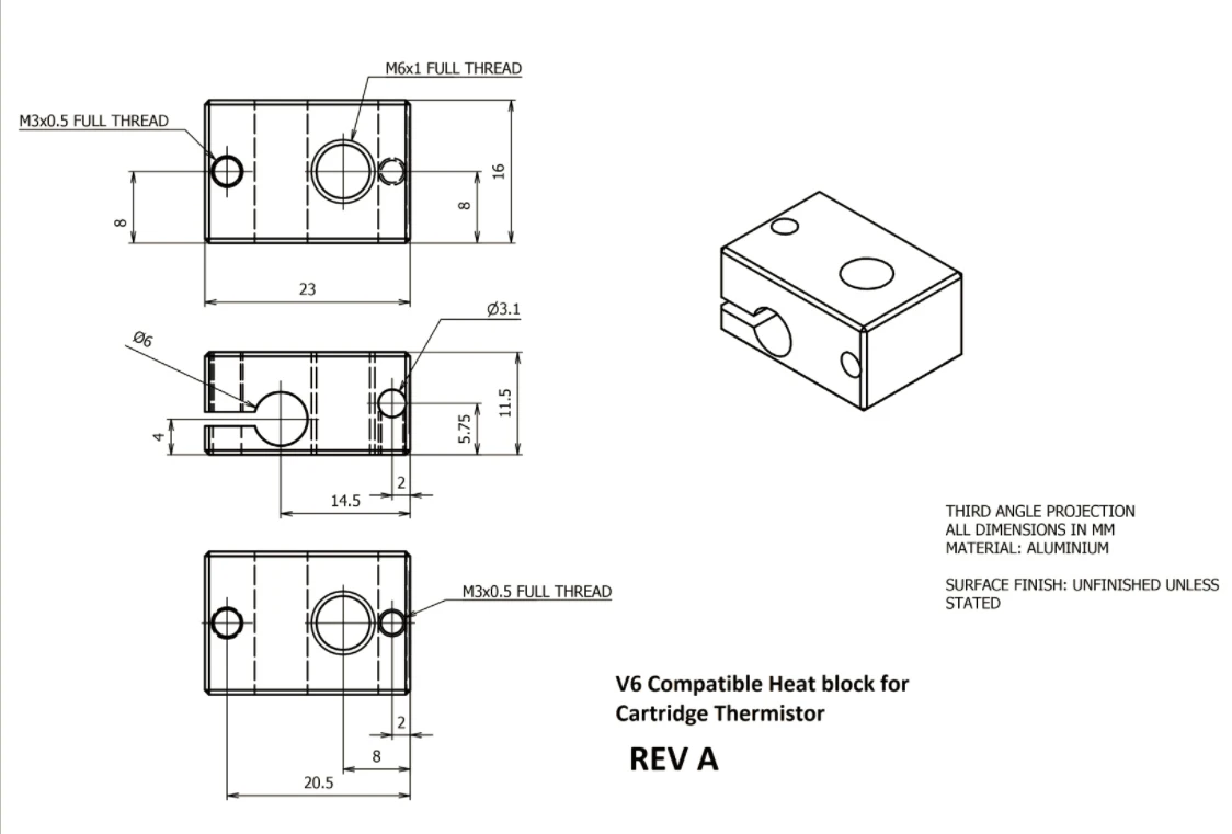 V6 Heizungsset 12V/24V 50W 0,4mm Düse 100cm Heizrohrkabel für 1,75mm 3D-Druckerzubehör E3D V6 J-Kopf Hotend Kit – Detail 4