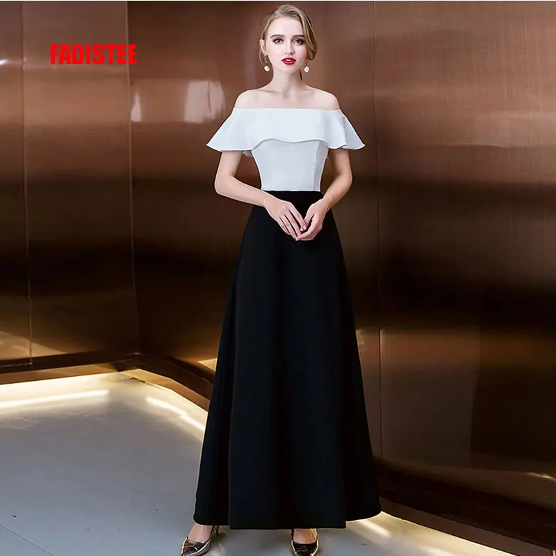 

FADISTEE New arrival prom party dress evening dress Vestido de Festa stretch satin little black A-line shawl free shipping