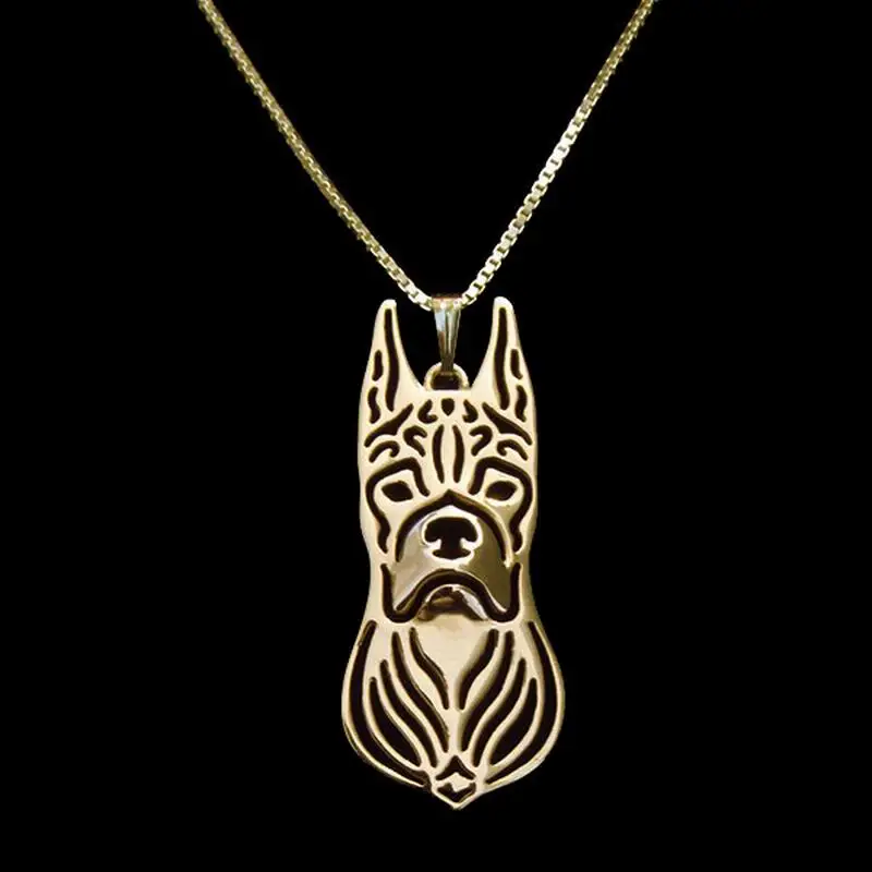 Women's Metal Animal Necklaces Lovers Boxer Dog Pendant Necklaces Drop Shipping