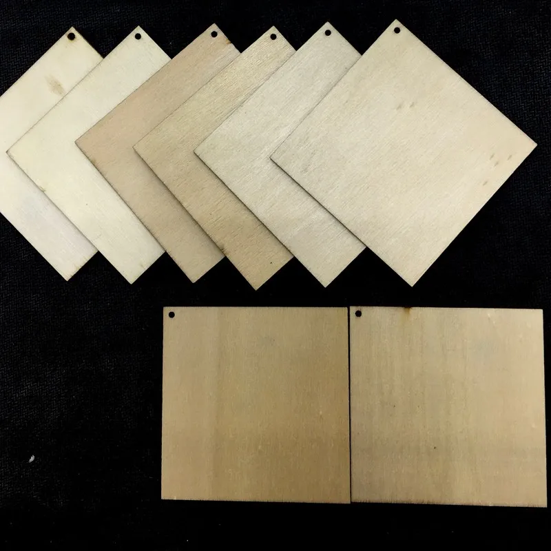 70mm Natural unfinished Square disk cutouts