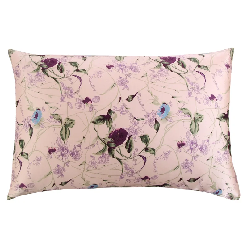 Silk Zipper Pillowcase 1pc 100% Nature Mulberry Silk Printed Color Floral Pillow Case Custom-size Standard Queen King