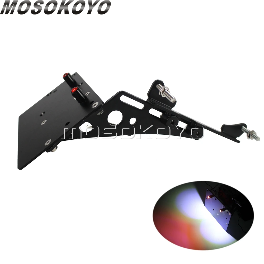 Black Motorcycle LED Tail Light Side Mount License Plate Bracket For Harley Sportster XL883 XL1200 Forty Eight Seventy Two