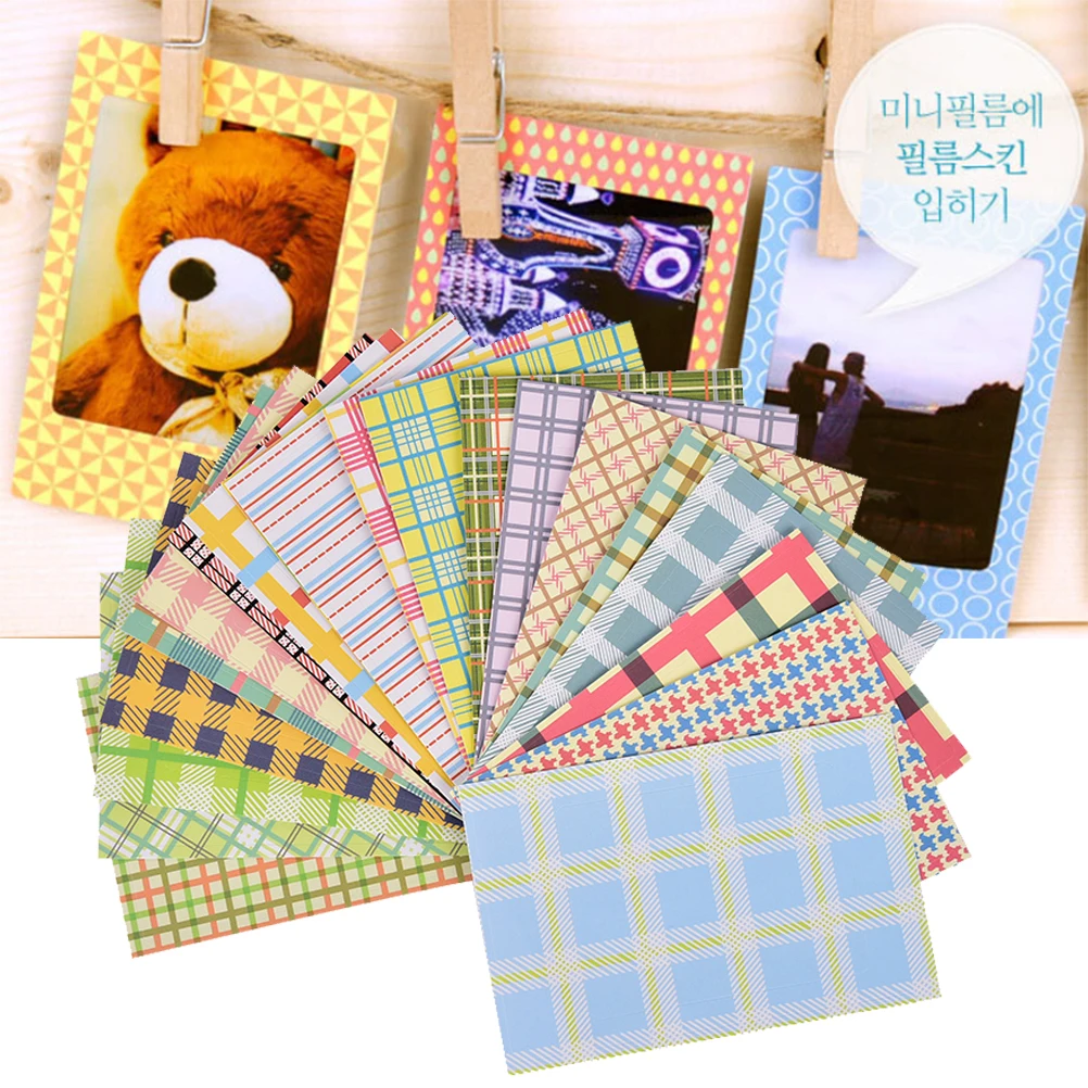 20 Pcs/Lot DIY Scrapbook Decorative Paper Photos Frame For Instax Mini Film Candy Color Photo Albums Stickers Home Decor