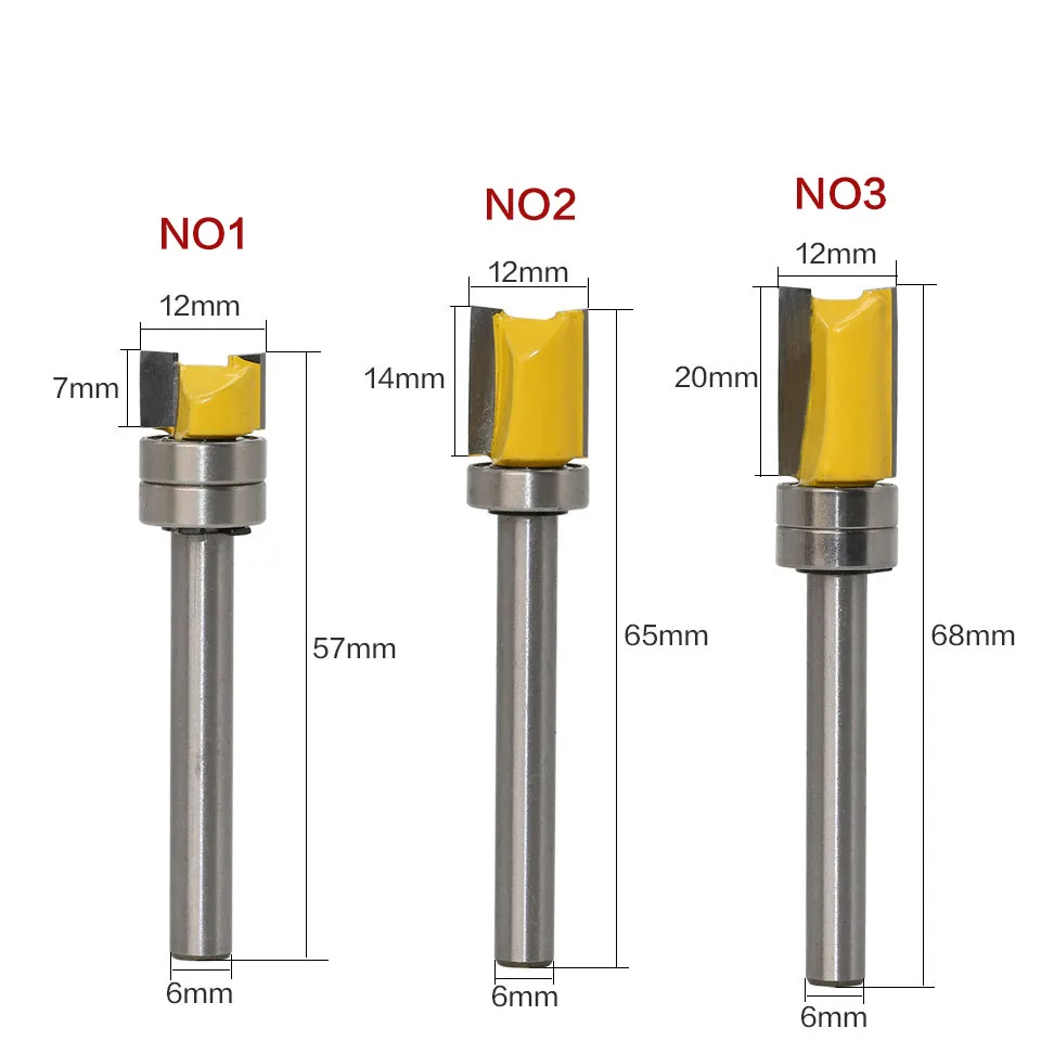 1PC 6mm Shank Template Trim Hinge Mortising Router Bit Straight end mill trimmer cleaning flush trim Tenon Cutter forWoodworking