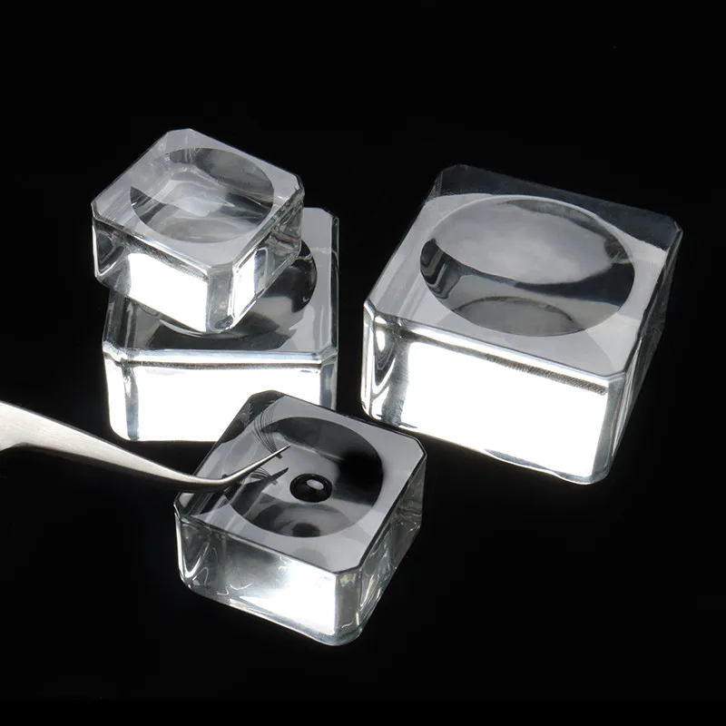 1pcs Crystal Glass Glue Pallet Lash Holder Eyelash Glue Holder False Lashes Stand Extension Square Glass Glue Pallets