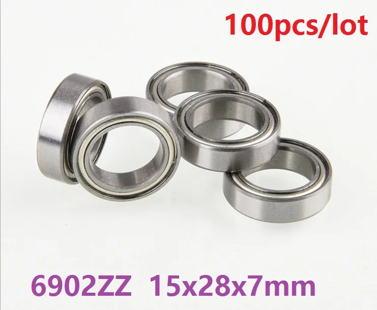 100pcs/lot 6902 ZZ 6902ZZ 15x28x7 Thin Tube Thin Section Deep Groove Ball Bearing 15*28*7 mm 6902Z