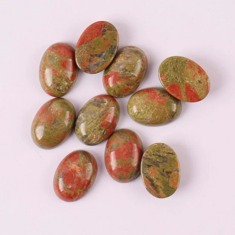 18x13MM Unakite Epidote Oval CAB Cabochon Jewelry For Woman Gift Bead (10 pcs/lot) Fashion H012