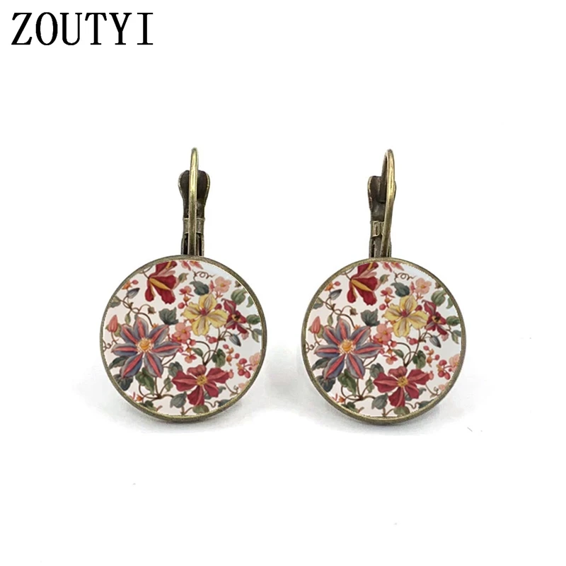 New / glamour henna yoga amulet ladies earrings glass cabochon earrings jewelry mandala symbol Bohemian ladies earrings.