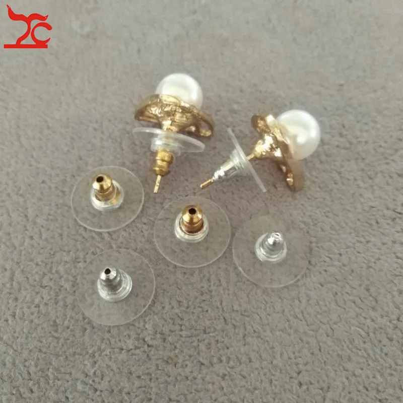 50Pcs Silicon Stud Earring Back Stoppers Gold Silver Plate Earring Post Nut Pad For Jewelry Finding And Components 11*6 mm