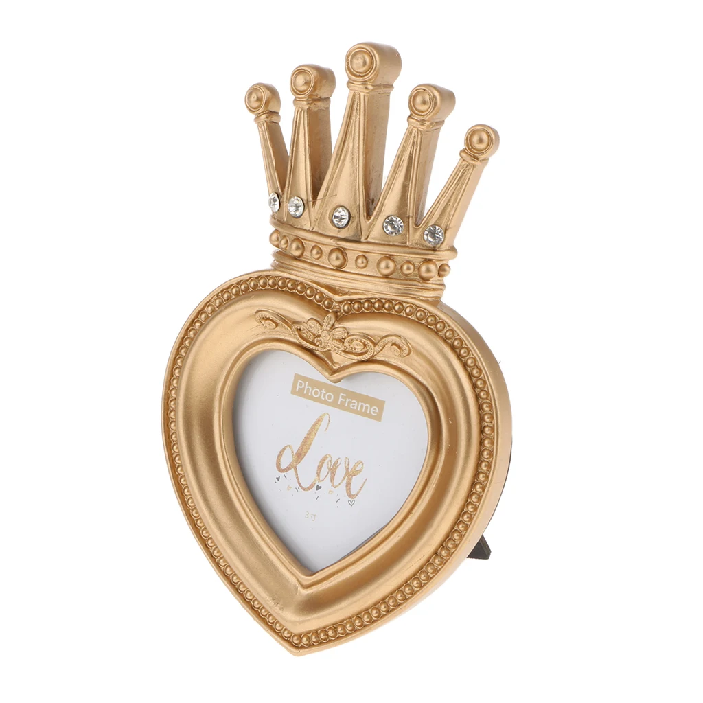 Gold Crown Resin Picture Photo Frame Baroque Luxury Style Home Décor Gold Crown Photo Stand Tabletop Frame with Stand