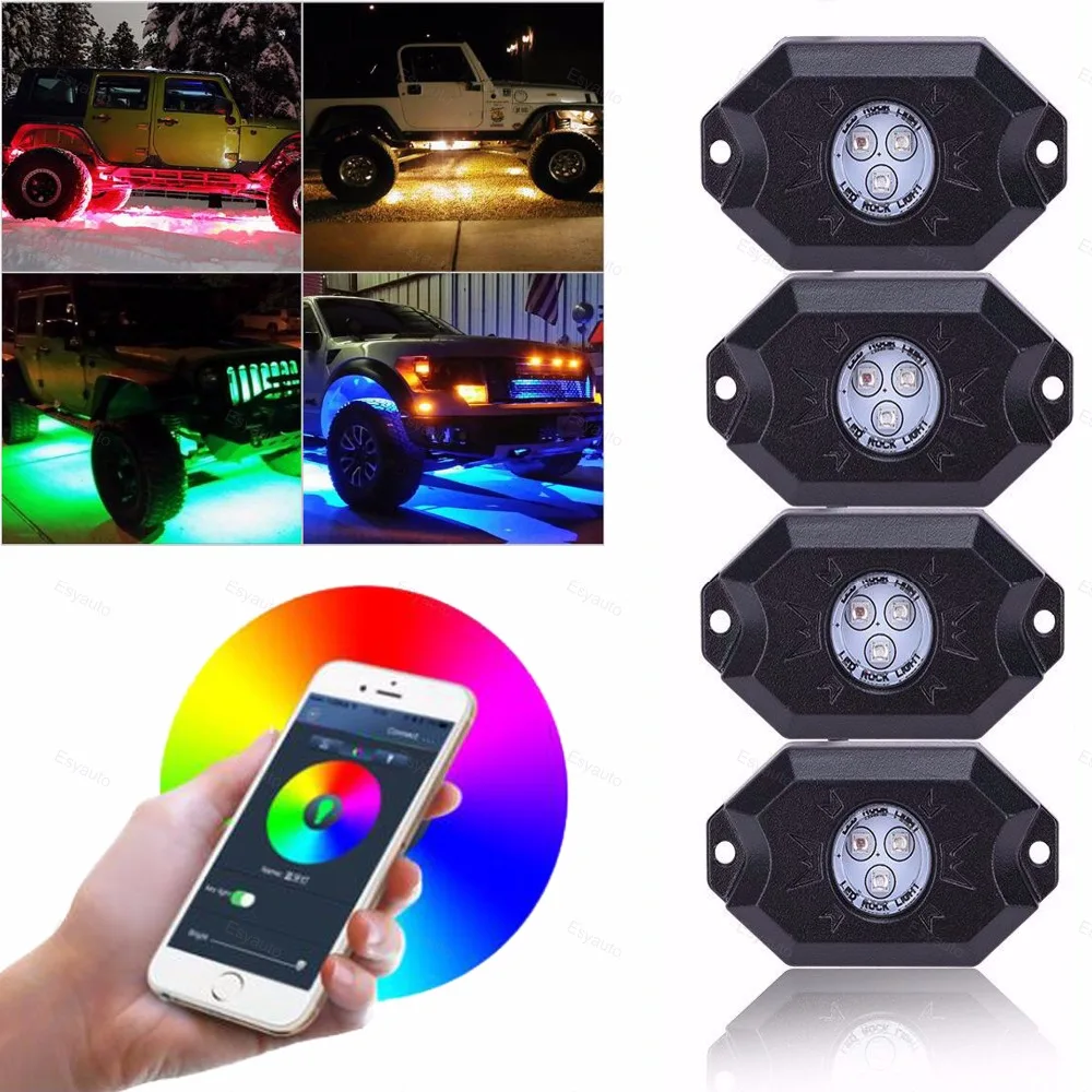 

RGB LED Lights Rock Neon Kits Bluetooth Control Cell Phone Control Under Cars Off Road Truck SUV For Jeep Vehicle Boat Interior