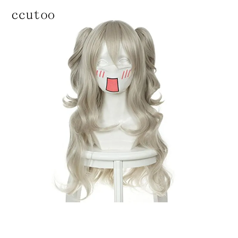 

ccutoo Charlotte Nao Tomori 27.5" Grey Curly Long Synthetic Hair Cosplay Full Wigs With Chip Ponytails Heat Resistance Fiber