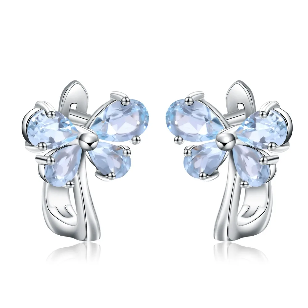 

GEM'S BALLET 100% 925 Sterling Silver Cute Butterfly Stud Earrings 3.15Ct Natural Sky Blue Topaz Earrings for Women Fine Jewelry