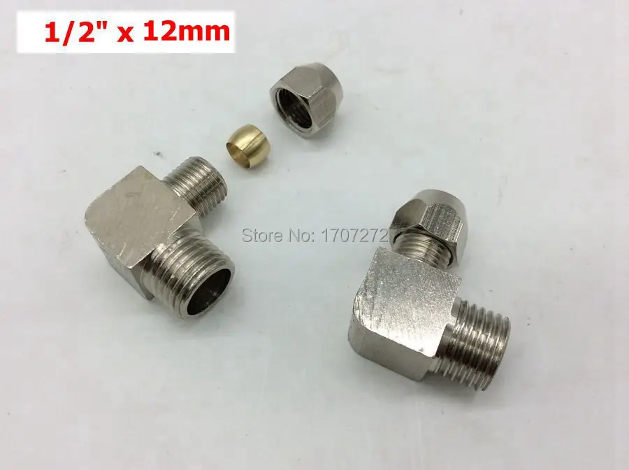 

free shipping copper fitting1/2" x 12mm High Quality elbow Ferrule Tube Pipe Fittings Threaded Male Connector, brass fitting