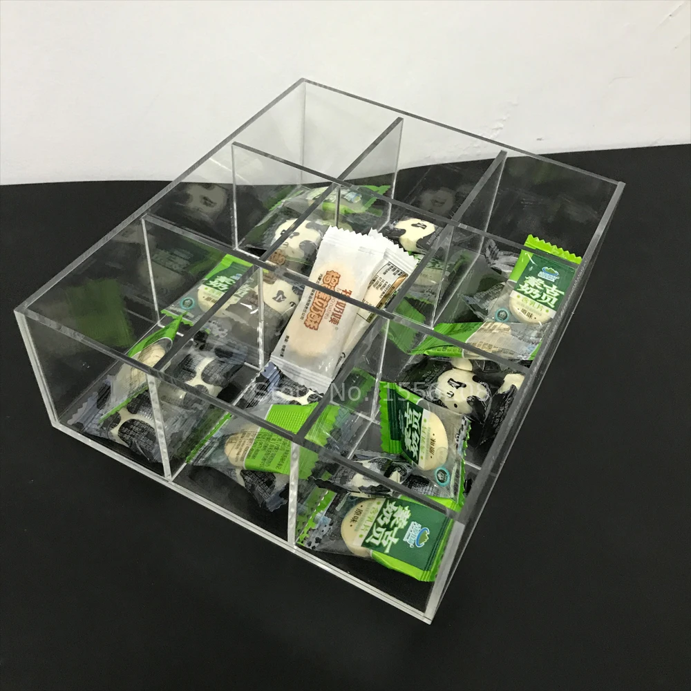 Clear Acrylic Bin Trays Nine Compartment Countertop Bins Retail Bin Fixtures Bead Tray Organizers Candy Storage Box