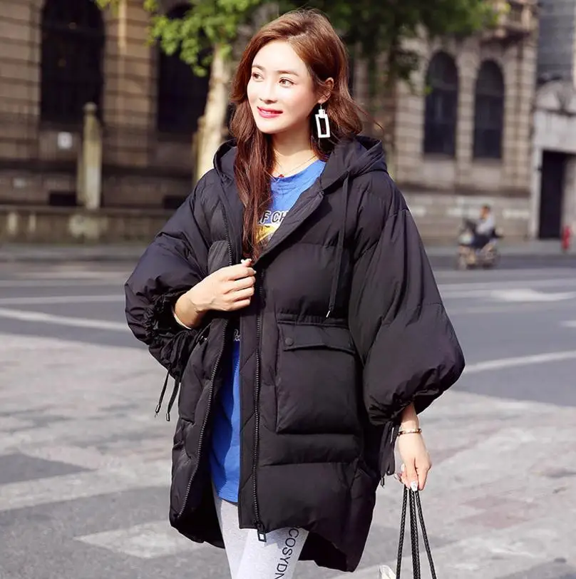 Winter fashion brand good quality 90% real duck down coat female bat style big pockets thicker down parkas wq175