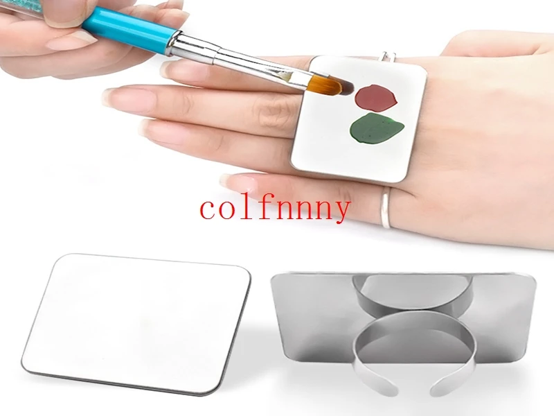 

New Arrival 200pcs/lot Nail Art Makeup Cosmetic Stainless Steel Paint Mix Palette Ring Tool