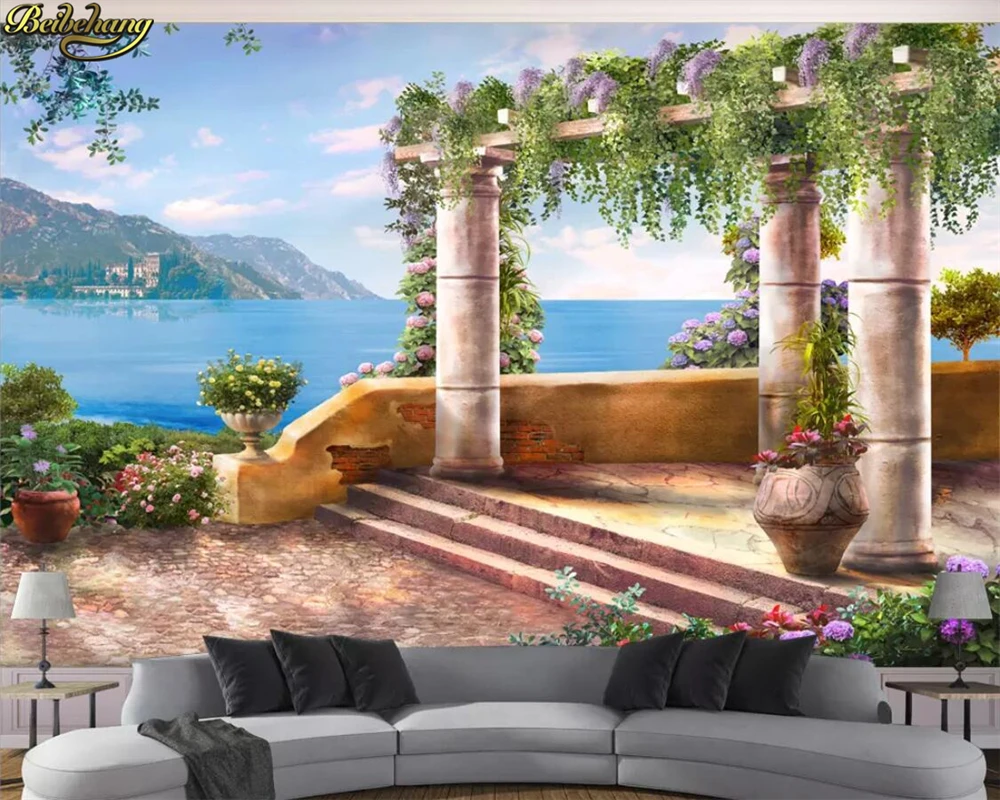 beibehang Custom photo wallpaper mural roman column seascape 3d background wall papers home decor papel de parede infantil