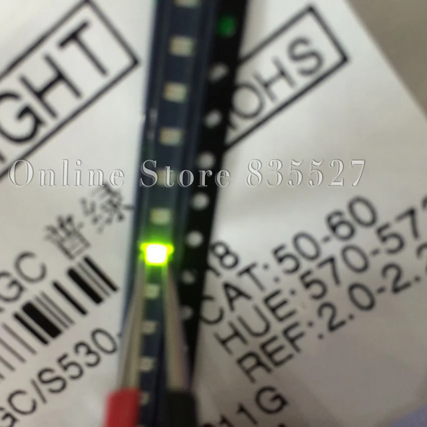 100PCS/LOT 2012 0805 ordinary green / yellow green SMD lamp beads Low light 50-60mcd LED light emitting diode leds