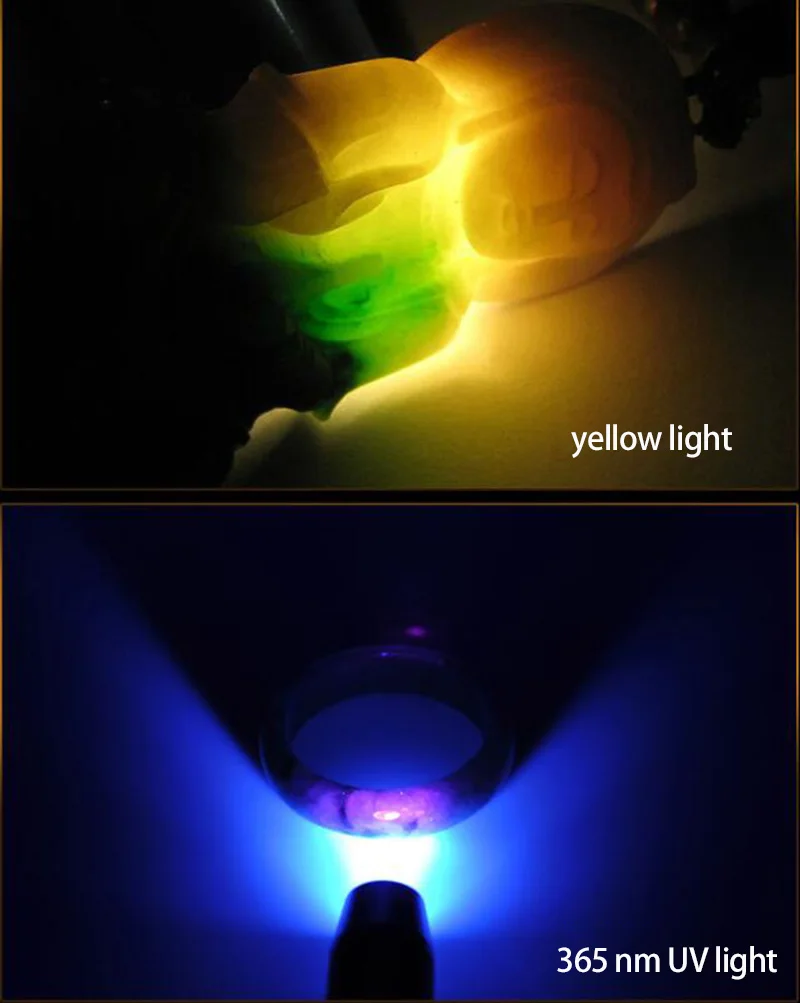 3 in 1 LED Flashlight flash light Torch lamp White Yellow UV 365nm jewelry stone jade money detection blacklight  18650 battery