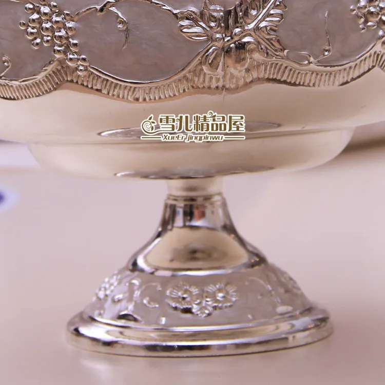 European fruit bowl glass carved silver zinc fruteira alloy luxury KTV peel bowl creative peel Home Furnishing decorative bowls