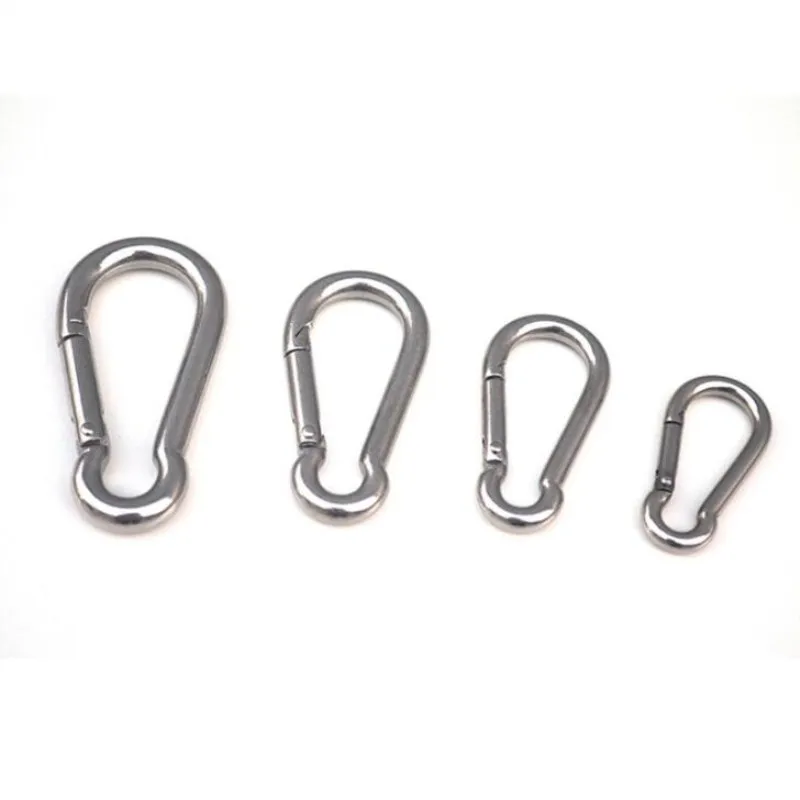 304 Stainless Steel Spring Carabiner Snap Hook Keychain Quick Link Lock Buckle M4-M7