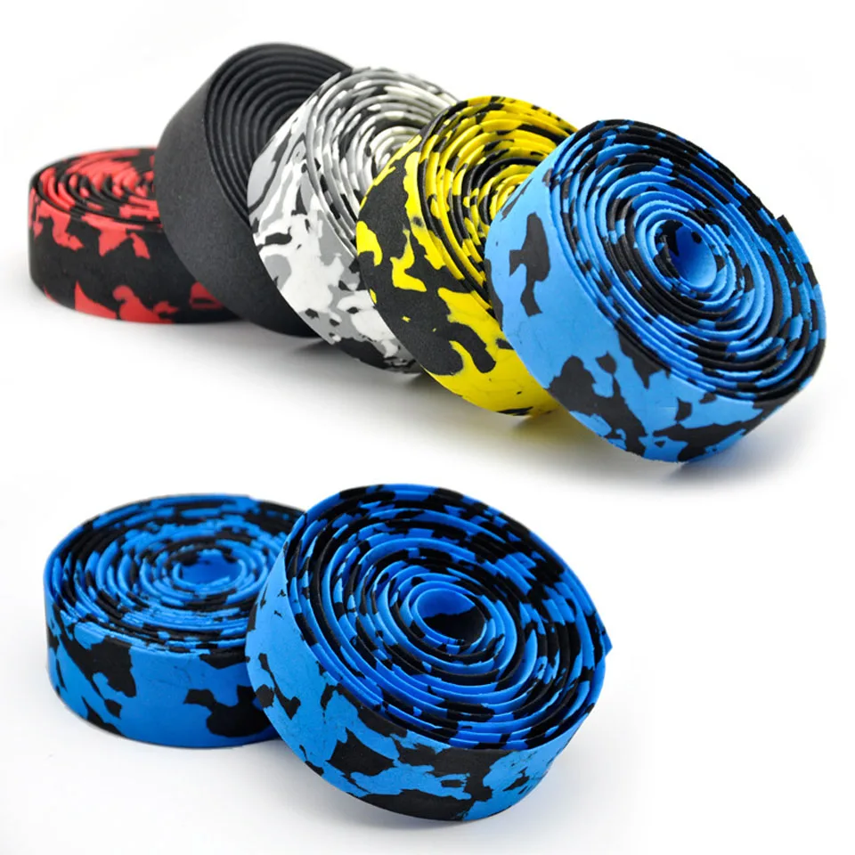 1 Pair Road Bike Bicycle Handlebar tape Camouflage Cycling Handle Belt Cork Wrap with Bar Plugs