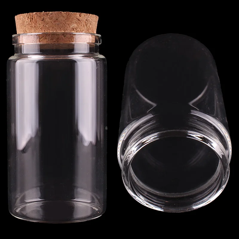 8pcs 65*120*53mm 280ml Transparent Glass Bottles with Cork Stopper Empty Spice Food Nuts Storage Bottles Jars Gift Crafts Vials