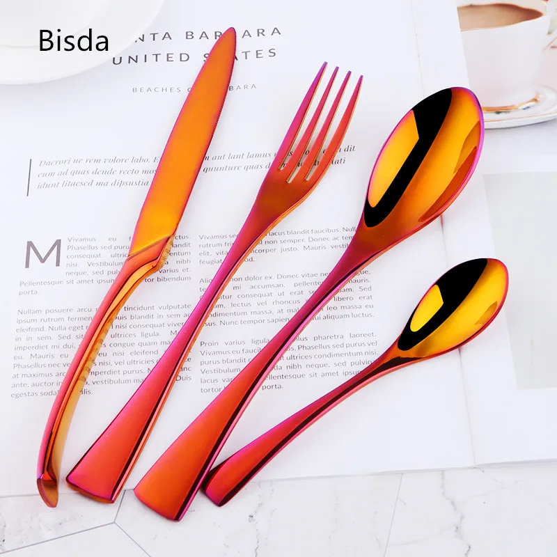 

Luxury Flatware Set 18/10 Stainless Steel Cutlery Sets Restaurant Knife Fork Set Western Tableware Food Gift Set