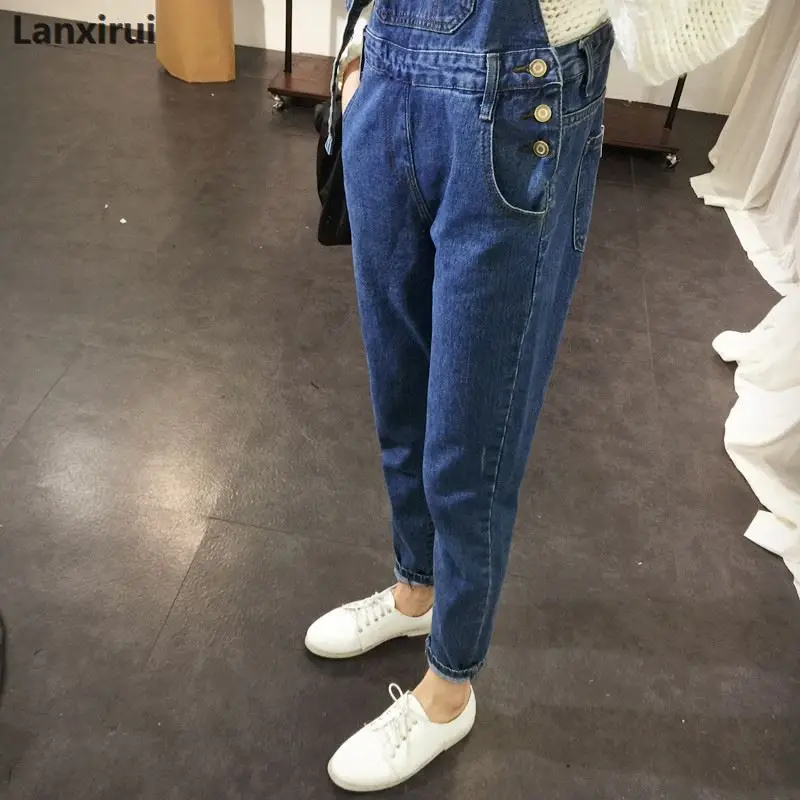 Celana Denim Bib Perempuan Bf Longgar Celana Denim Perempuan Jumpsuit Murah Grosir