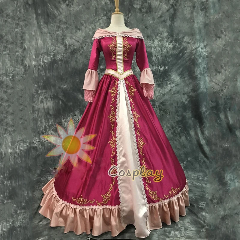 Free Shipping Fashion Princess Red Cosplay Costume Belle Dress & Cloak For Women Halloween Party Costumes