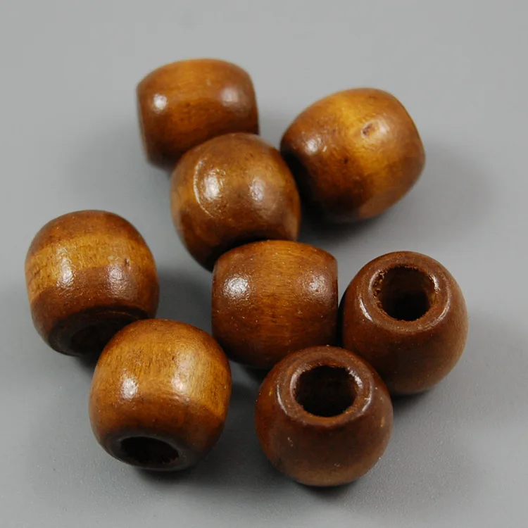100pcs/Lot Coffee/Black/White Big Hole Natural Wood Beads 10mm 12mm Handmade Dreamcatcher Spacer Wooden Beads DIY Jewelry Making