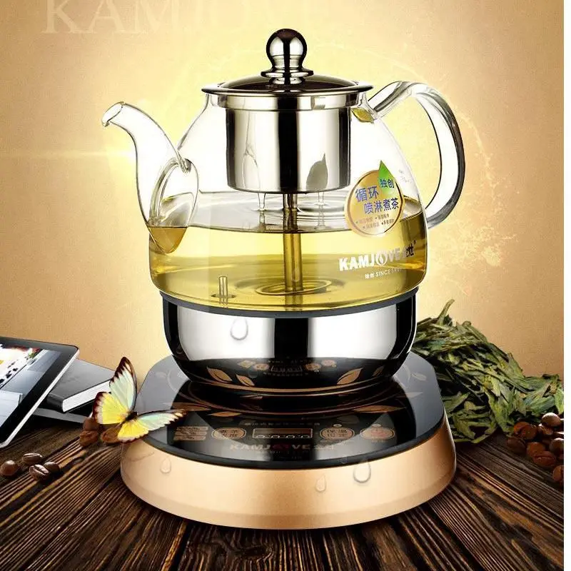 Electric Steaming Tea Kettle Machine, Automatic Boiled Tea, Glass Pot