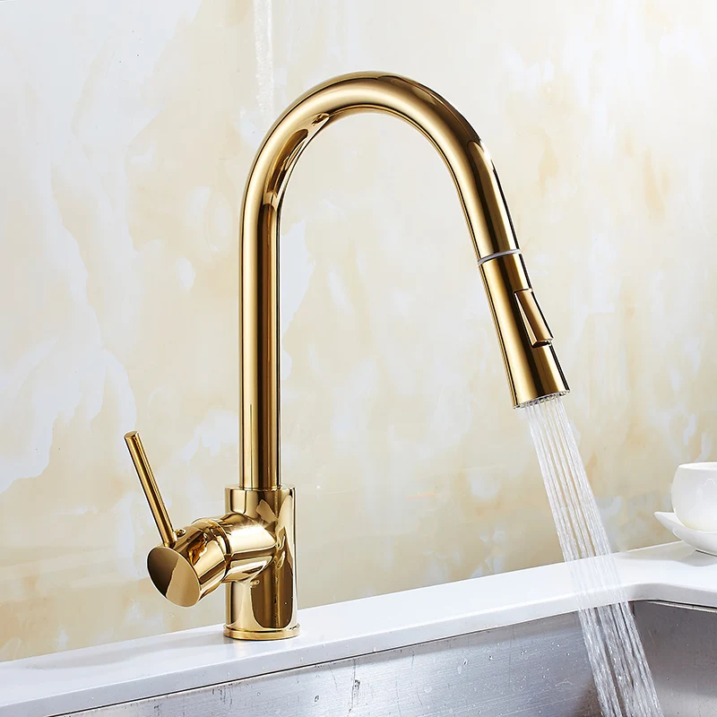 

Pull Out Kitchen Faucet Gold/Chrome/nickel/ Sink Mixer Tap 360 degree rotation kitchen mixer taps Kitchen Tap