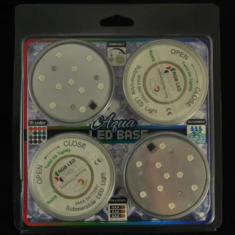 3AAA Battery Operated IR Remote Controlled 10 Multicolors SMD LED Vase Light,Submersible Led Light,Waterproof Floralyte Light