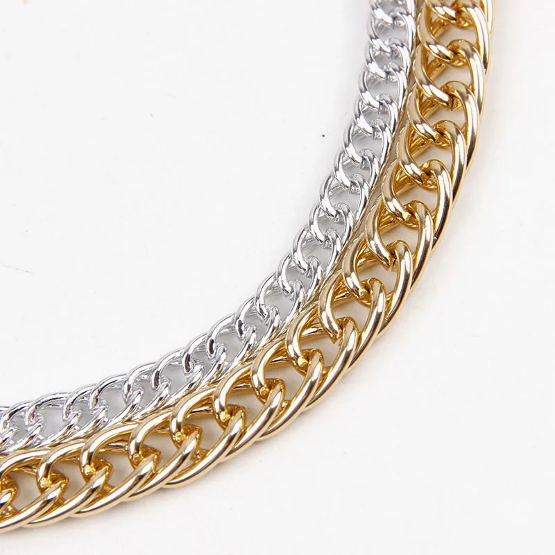 Aluminum Aluminum Metal Silver&Gold Necklace Chains Bulk Fit Bracelets Findings Double Open Link Chain For DIY Jewelry Making