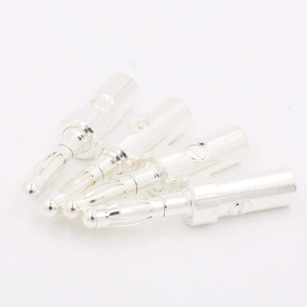 8pcs audio brass silver plated Banana plug speaker cable wire connector