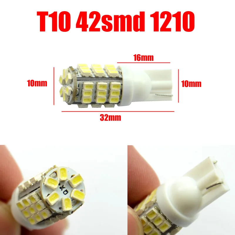 AutoEC 50pcs T10 42 SMD W5W 501 168 921 1210 LED car automobiles courtesy back up light bulb DC12V white red yellow #LB09