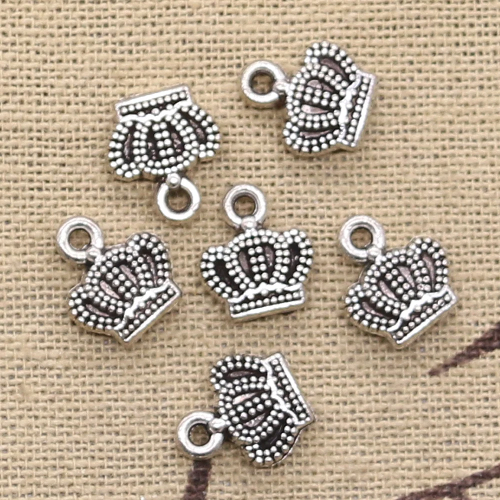 20pcs Charms Lovely Crown 11x8mm Antique Tibetan Silver Color Pendant Findings Accessories DIY Vintage Choker Handmade Jewelry