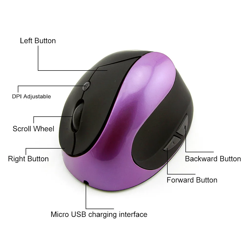 2.4GHz Wireless Mouse Rechargeable Ergonomics Vertical Optical Gaming With Mouse Pad for PC Laptop Computer