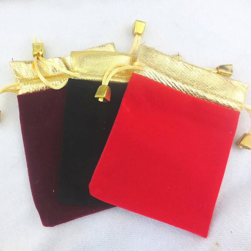 9*12cm 30pcs Phnom Penh Wine Red Jewelry Velvet Bags For Packing Gifts Handmade Women Jewellery Pouches Flannel Bag Drawstring