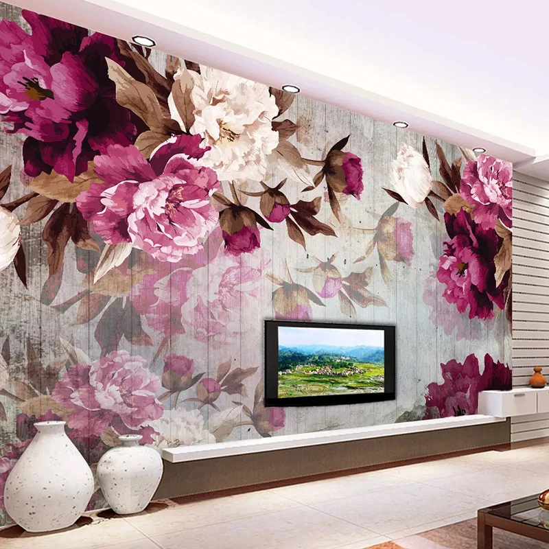 Papel tapiz Mural personalizado, flor pintada a mano romántica, papel tapiz no tejido para paredes de dormitorio, sala de estar, Fondo de TV,