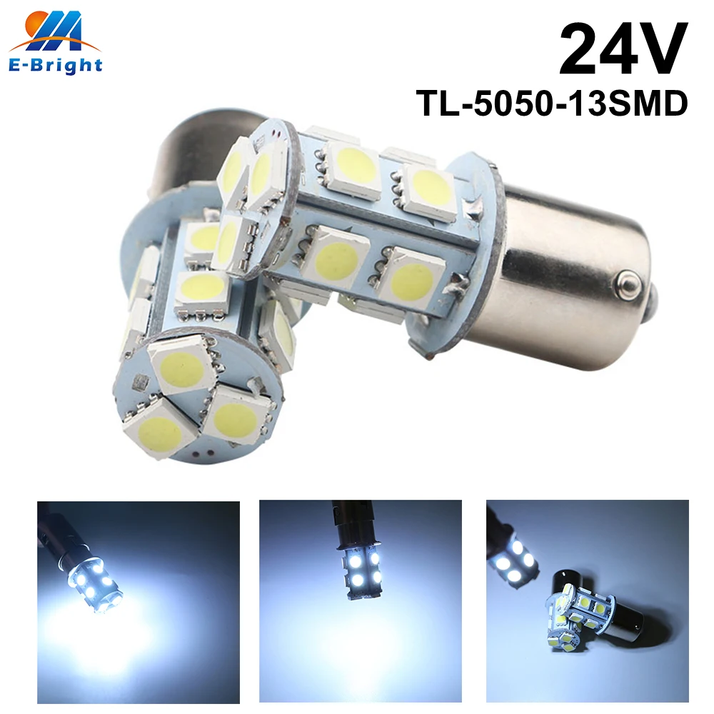 4PCS 24V DC 5050 13 SMD P21W 1156 BA15S 1157 BAY15D LED Bulbs Auto Truck Car Off Road Driving Brake Light Turn Signal LED Light