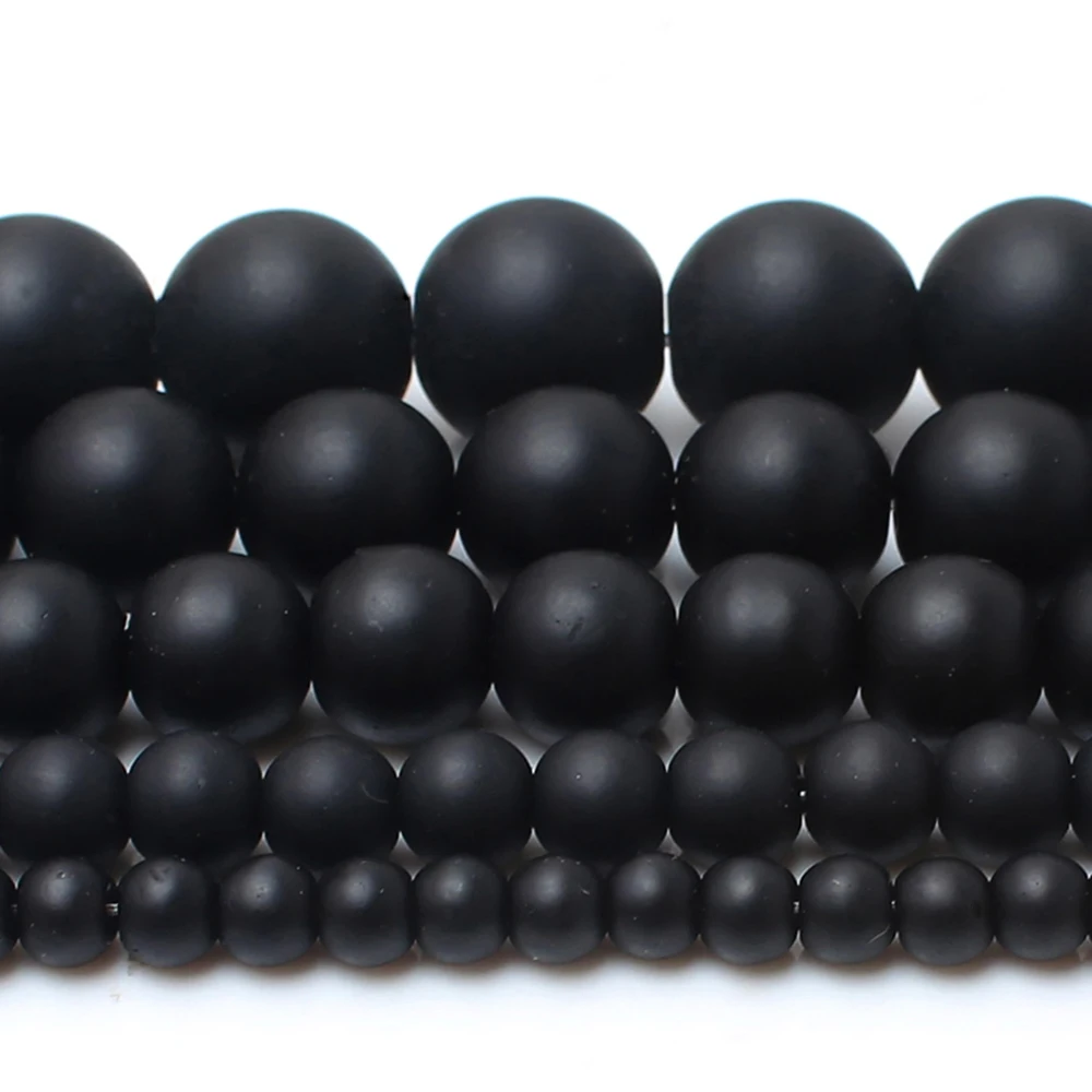 Wholesale 5 lots natural matte stone beads black agates onyx beads for jewelry making DIY bracelet Strand 15\