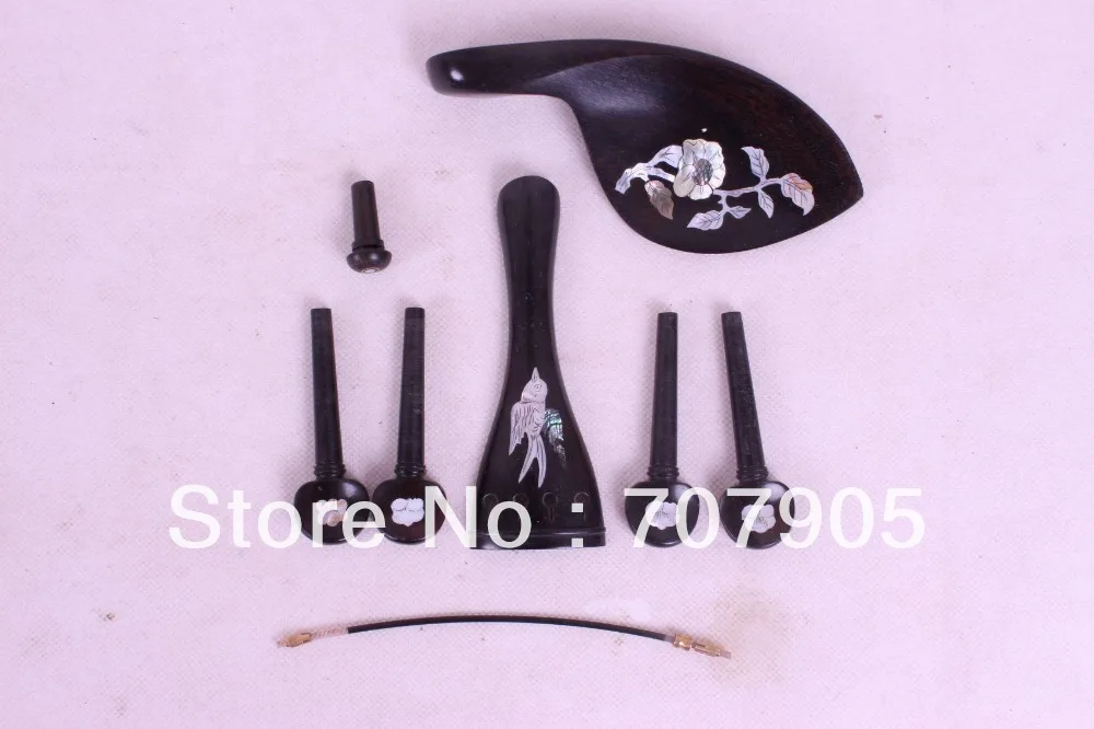 

New 4/4 violin parts ebony Inlay,peg chinrest tailpiece tail gut endpin #W8