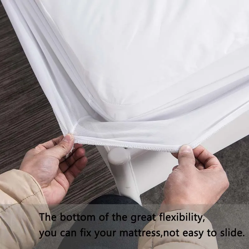 Smooth Waterproof Mattress Protector Cover for Bed Solid White Wetting Breathable Hypoallergenic Protection Pad Cover Customized