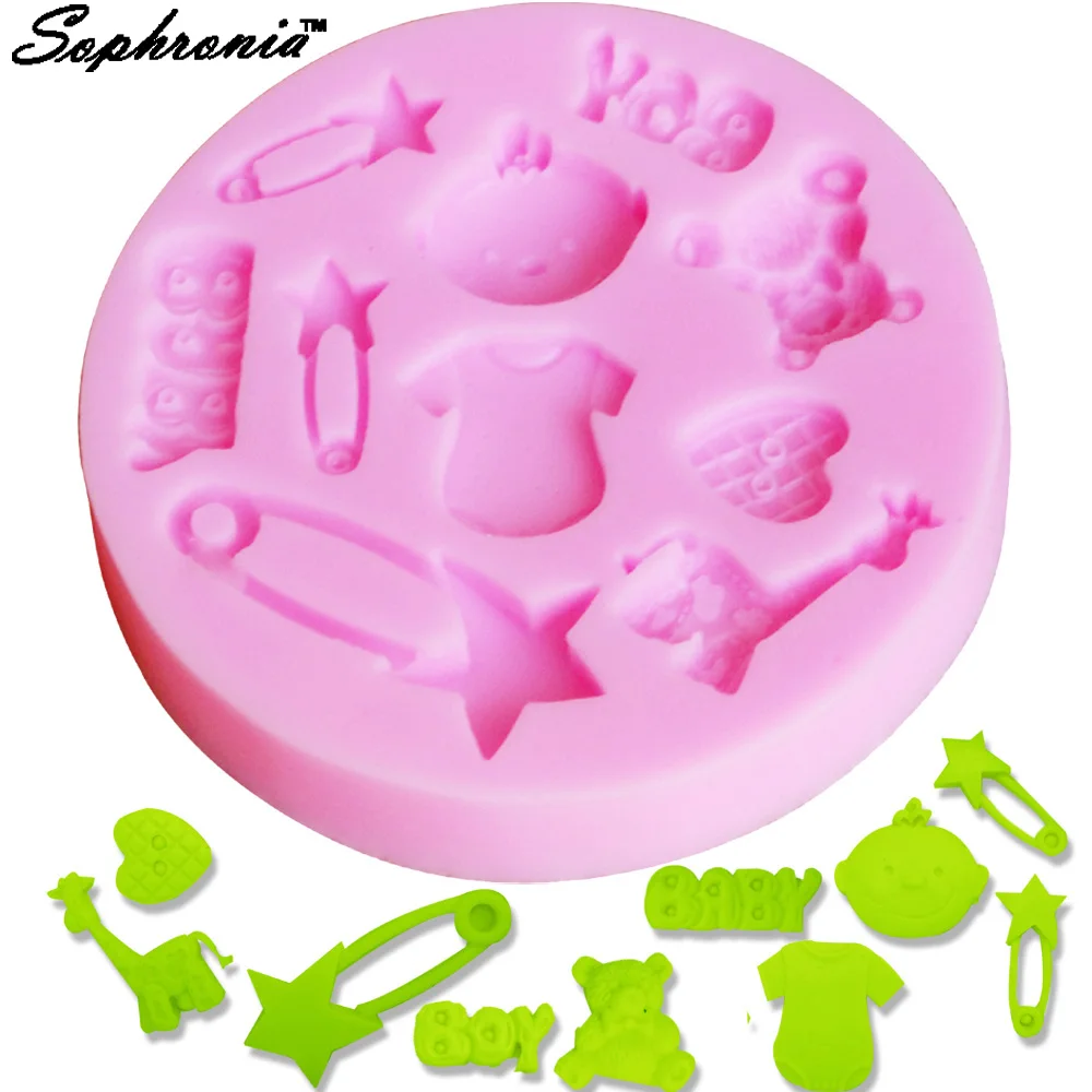 Baby Shower Boy Cloth Bear Pin Deer Silicone Dessert Mold Oven Chocolate Model Kitchen Pastry Tools Professional Accessories